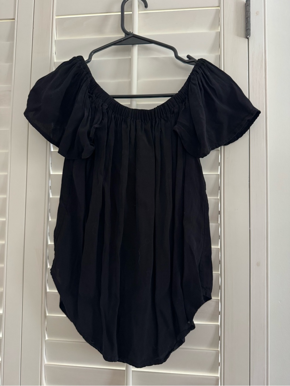 Ava Sky Black Off-Shoulder Peasant Tunic